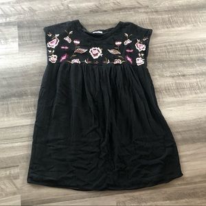 Dizzy Lizzy Black Babydoll Dress L Floral